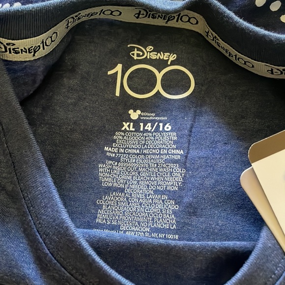 Unisex Disney 100 Years Mickey Mouse Shirt - Shiny Front and Back Graphics - Picture 9 of 10